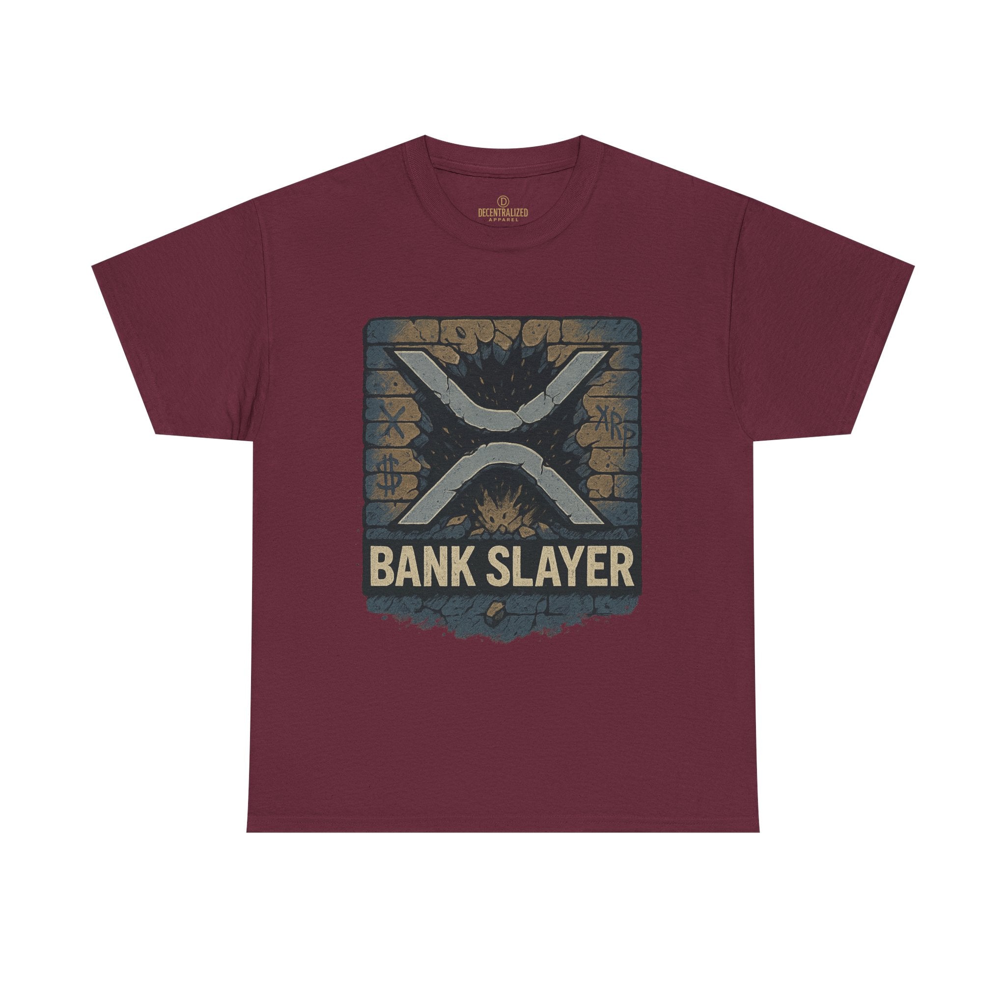 Bank Slayer T‑Shirt — Retro Grunge Crypto XRP Design