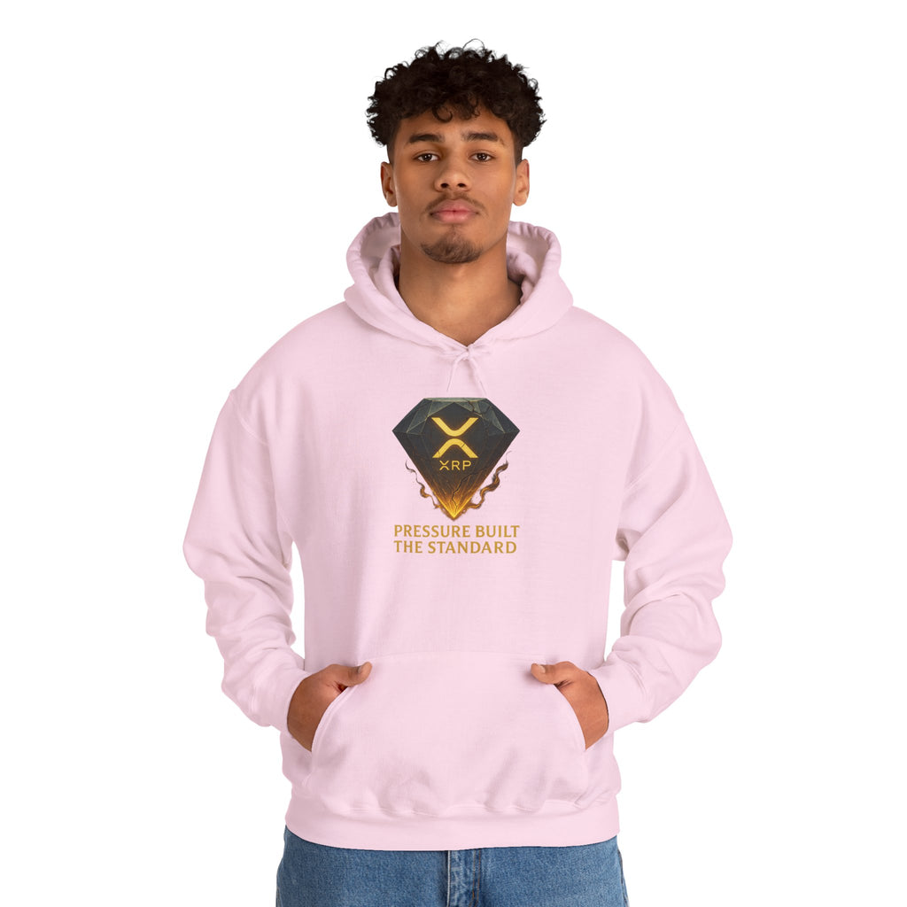 XRP Crypto Hoodie — "Pressure Built The Standard" Logo Pullover