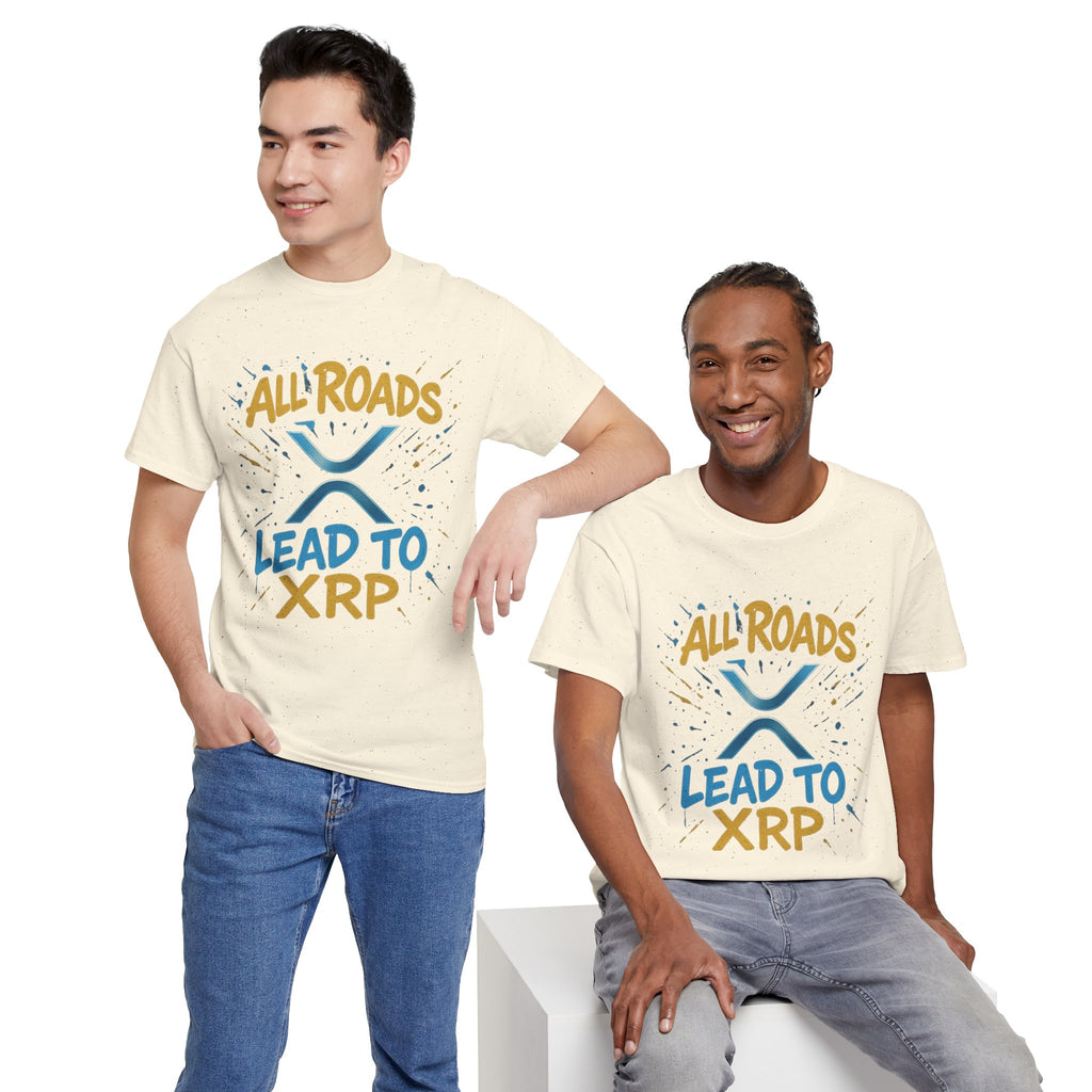 XRP Crypto Tee — "All Roads Lead to XRP" Casual Cryptocurrency Shirt
