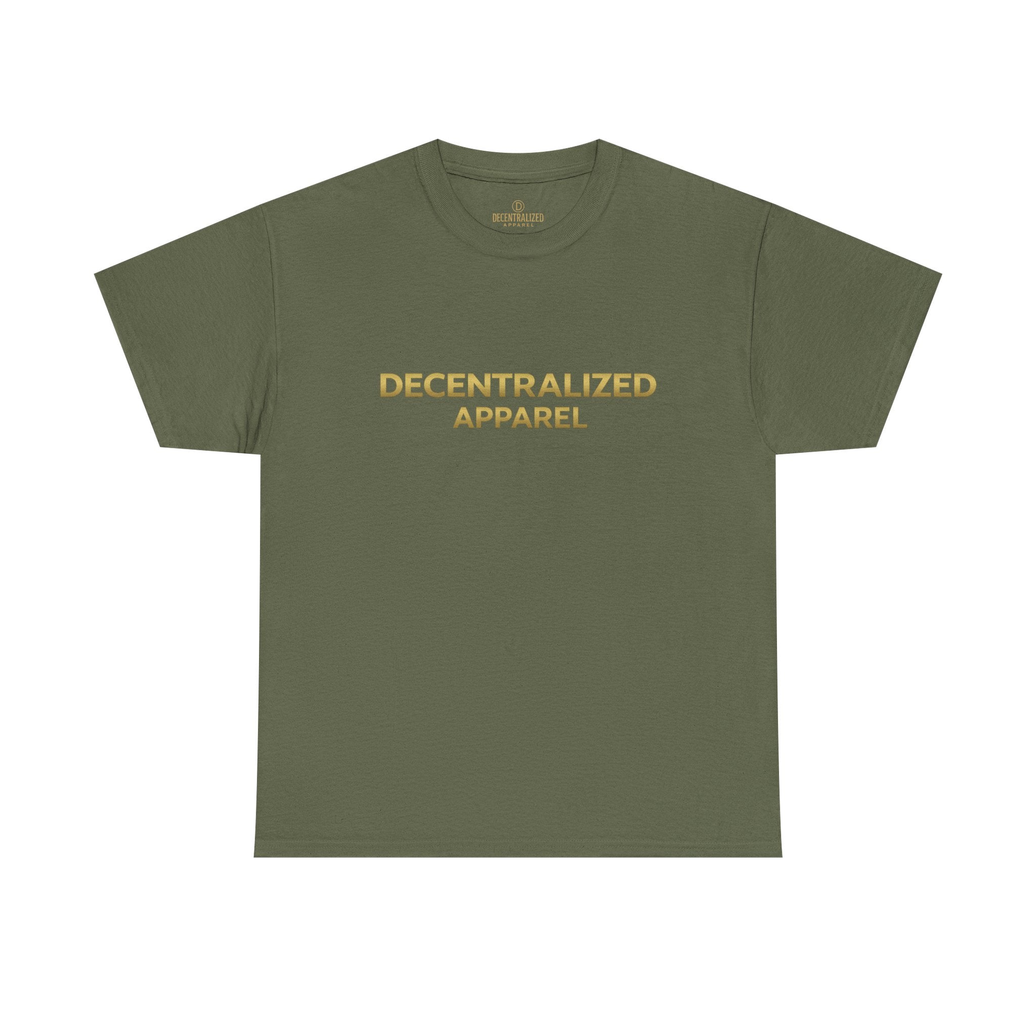 Decentralized Apparel T‑Shirt — Minimal Gold Logo Tee
