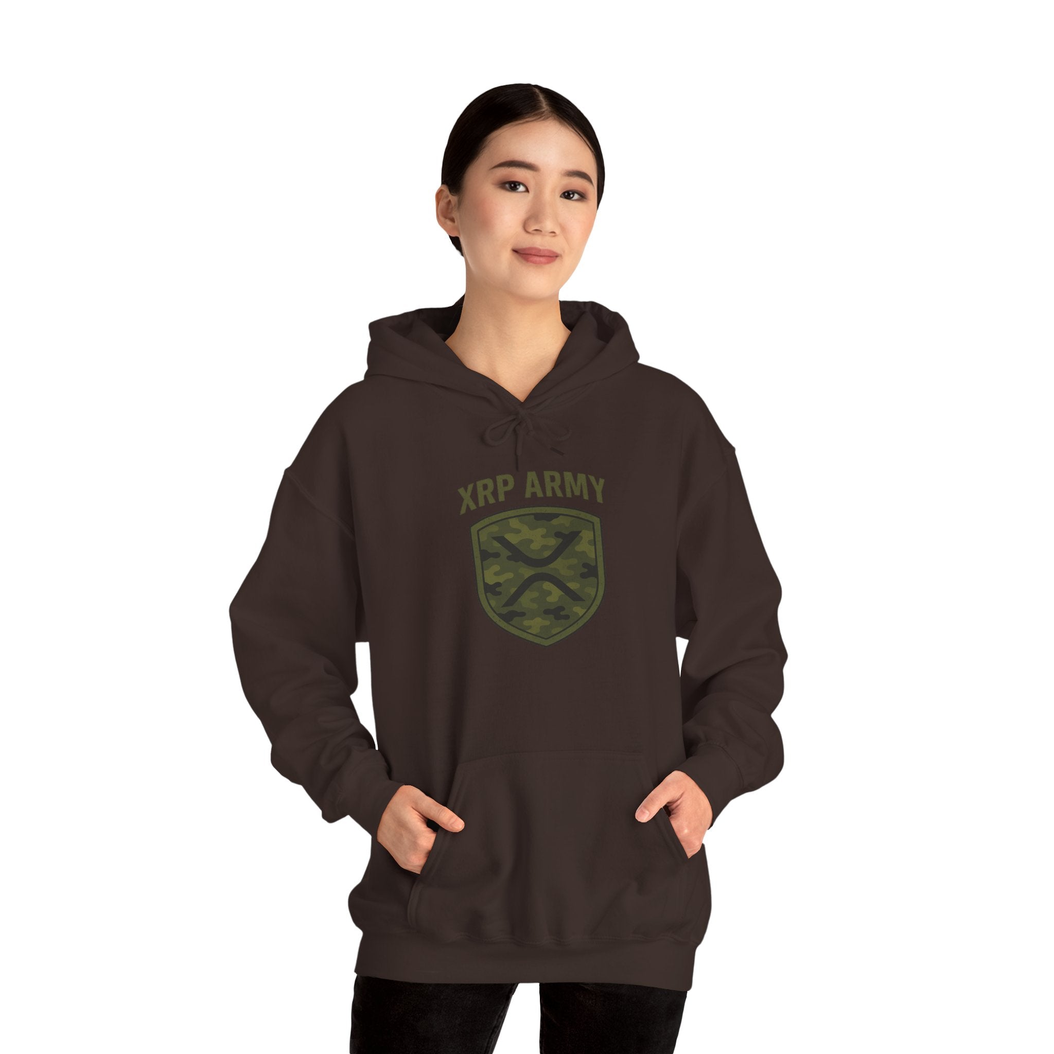 XRP Army Hoodie – Crypto Shield Camouflage Sweatshirt