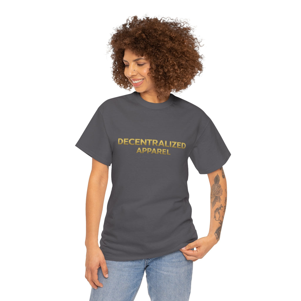 Decentralized Apparel T‑Shirt — Minimal Gold Logo Tee