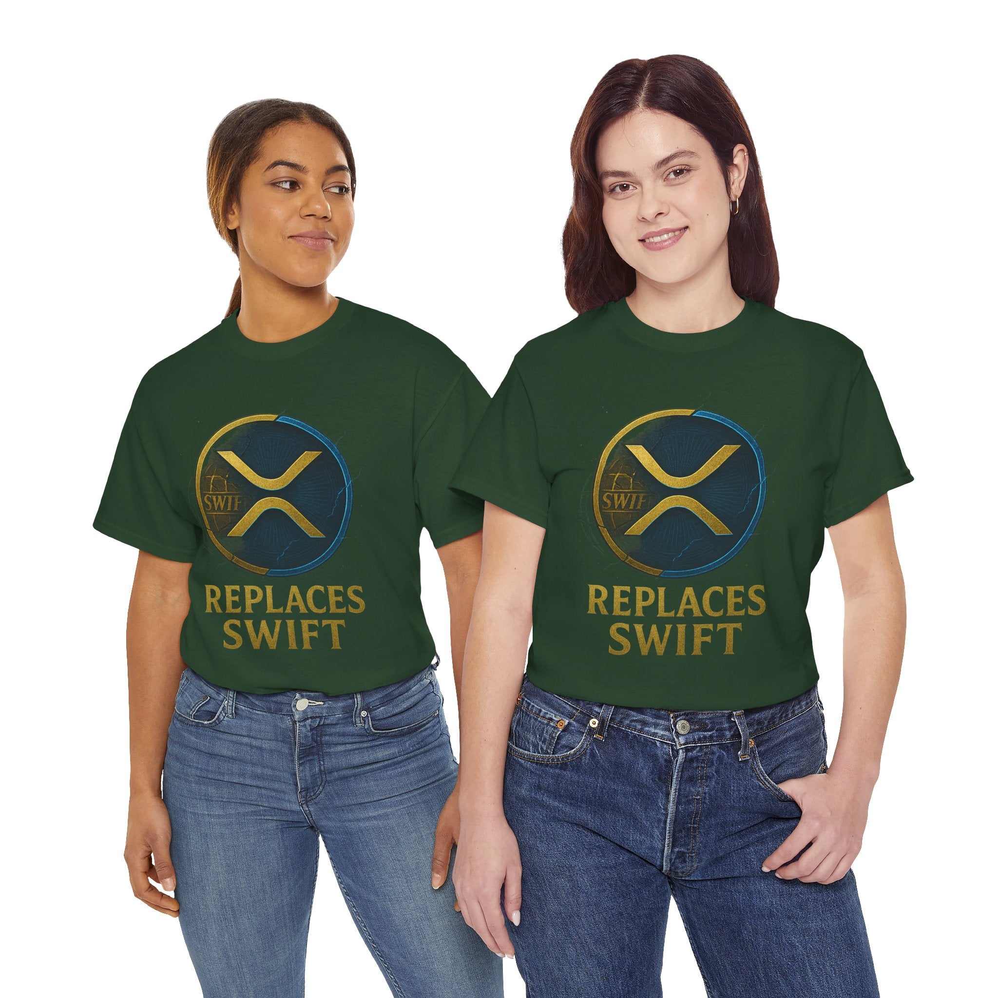 XRP 'Replaces Swift' Cotton Tee — Crypto Ripple Logo T-Shirt