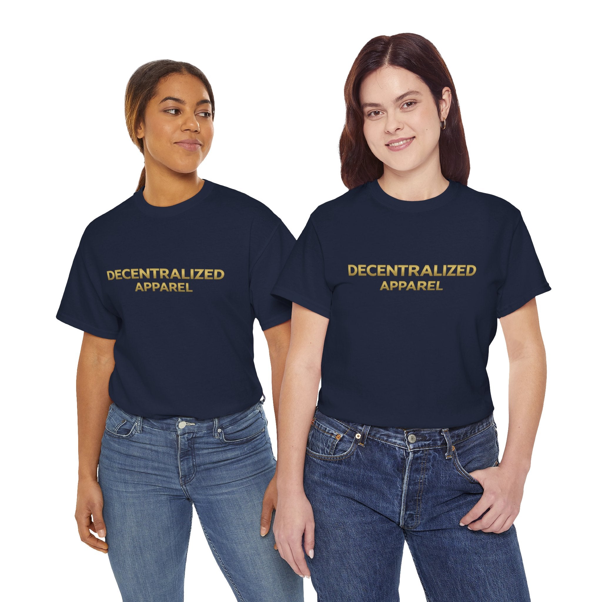 Decentralized Apparel T‑Shirt — Minimal Gold Logo Tee