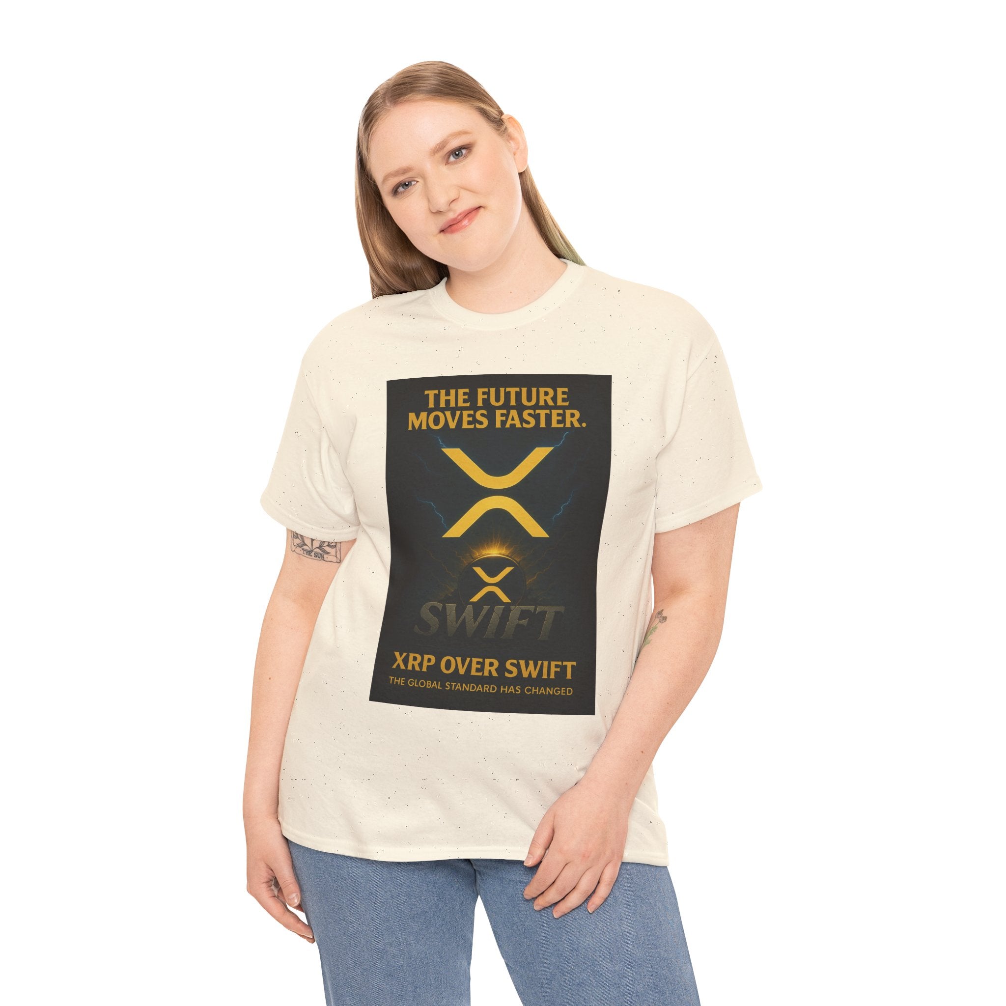 XRP Swift Crypto T-Shirt — “The Future Moves Faster” XRP Over Swift Tee