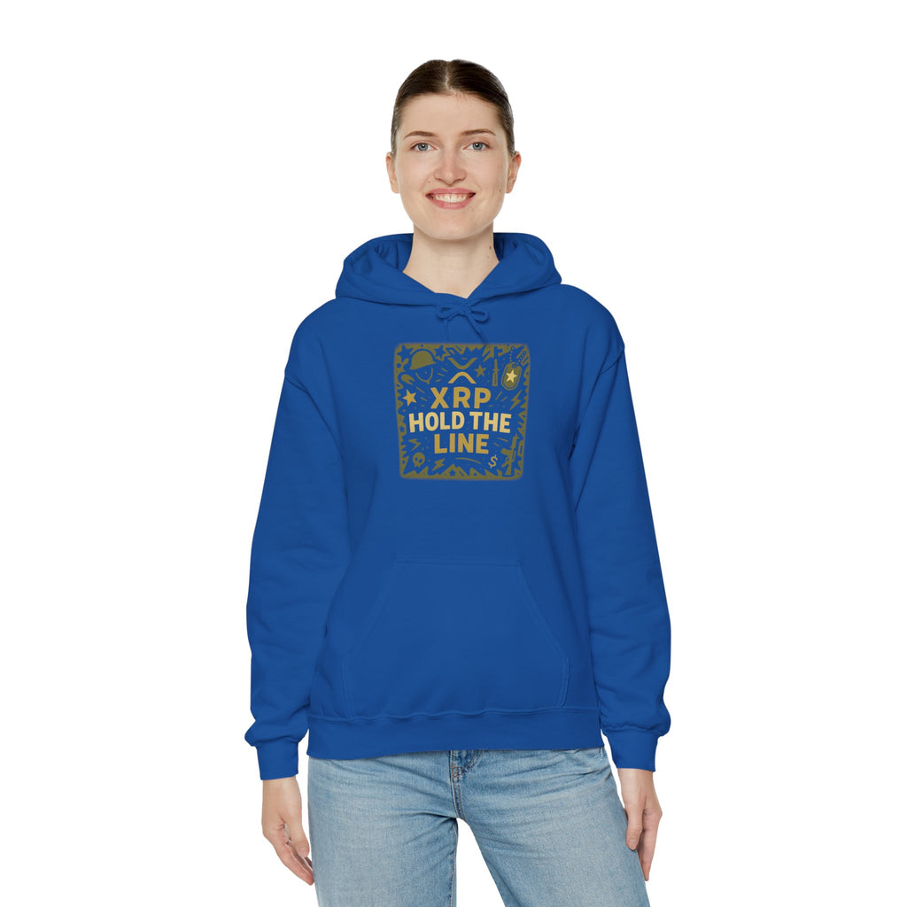 XRP Hold The Line Hoodie — Crypto Supporter Graphic Hooded Sweatshirt