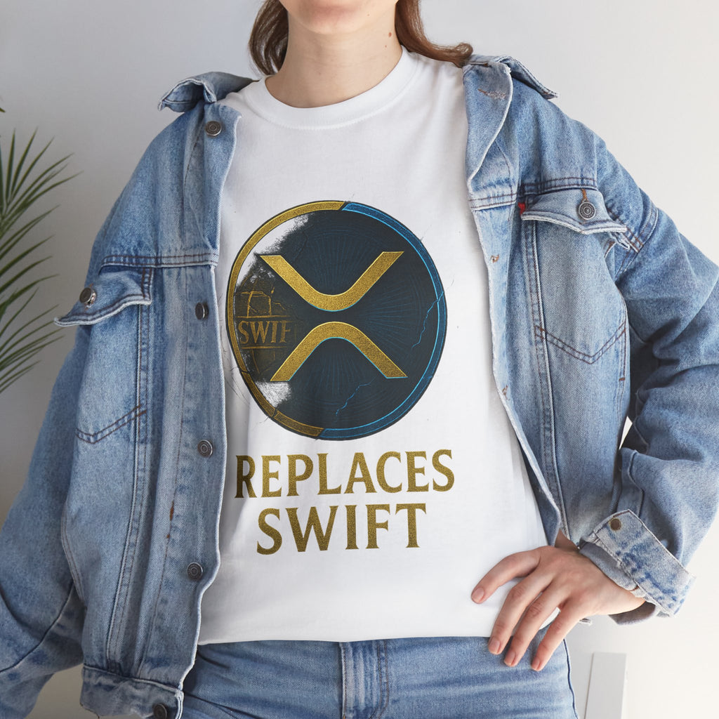 XRP 'Replaces Swift' Cotton Tee — Crypto Ripple Logo T-Shirt