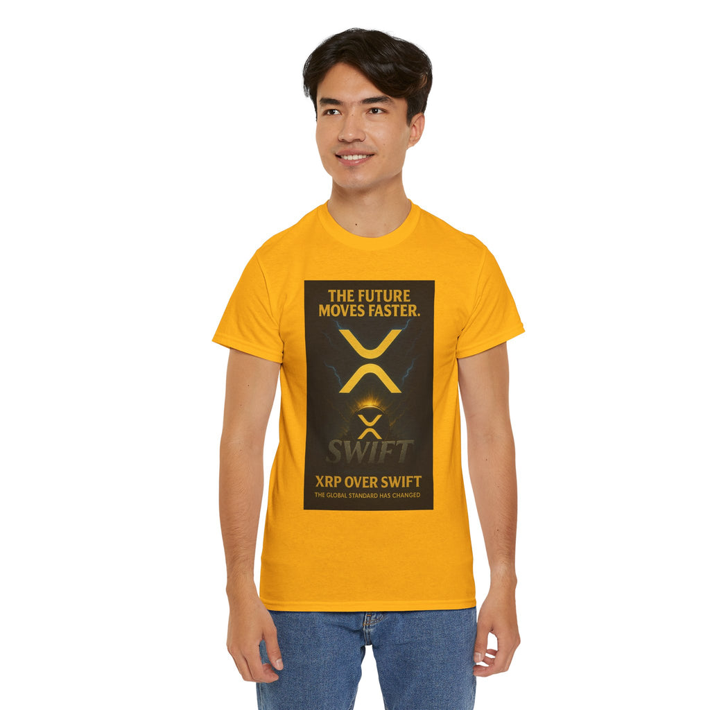 XRP Swift Crypto T-Shirt — “The Future Moves Faster” XRP Over Swift Tee