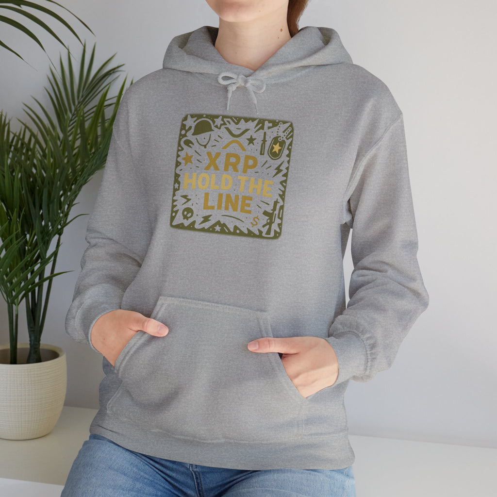 XRP Hold The Line Hoodie — Crypto Supporter Graphic Hooded Sweatshirt