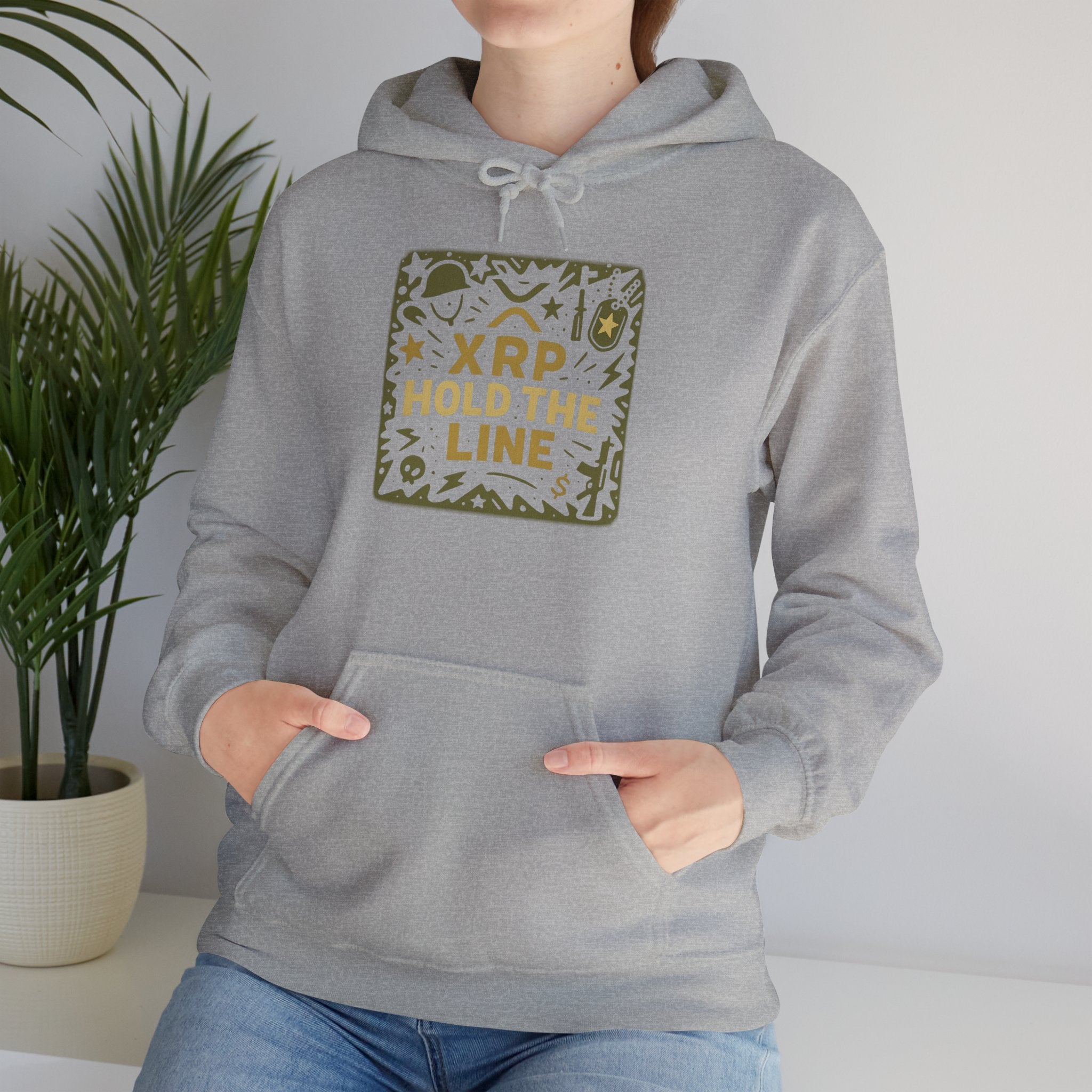 XRP Hold The Line Hoodie — Crypto Supporter Graphic Hooded Sweatshirt