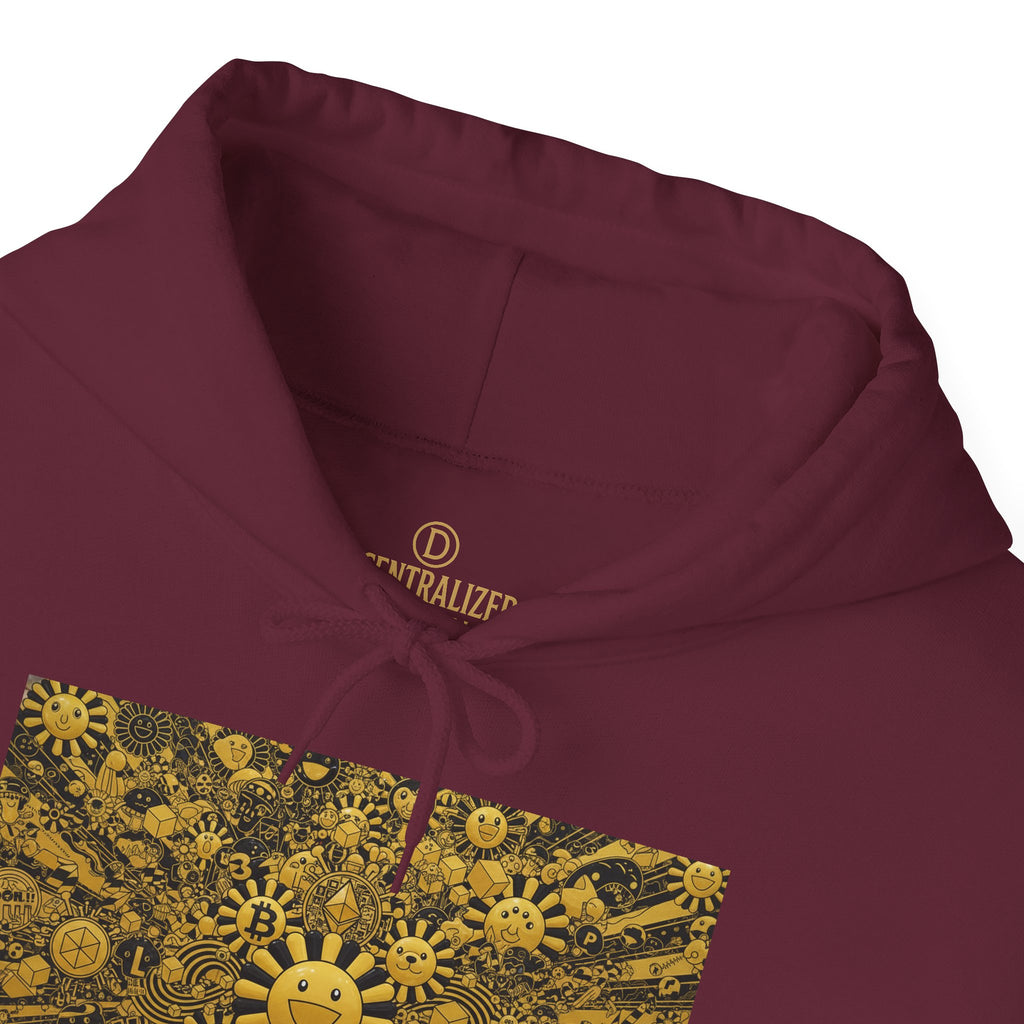 Solar Mandala Hoodie — Golden Sunburst Graphic Pullover