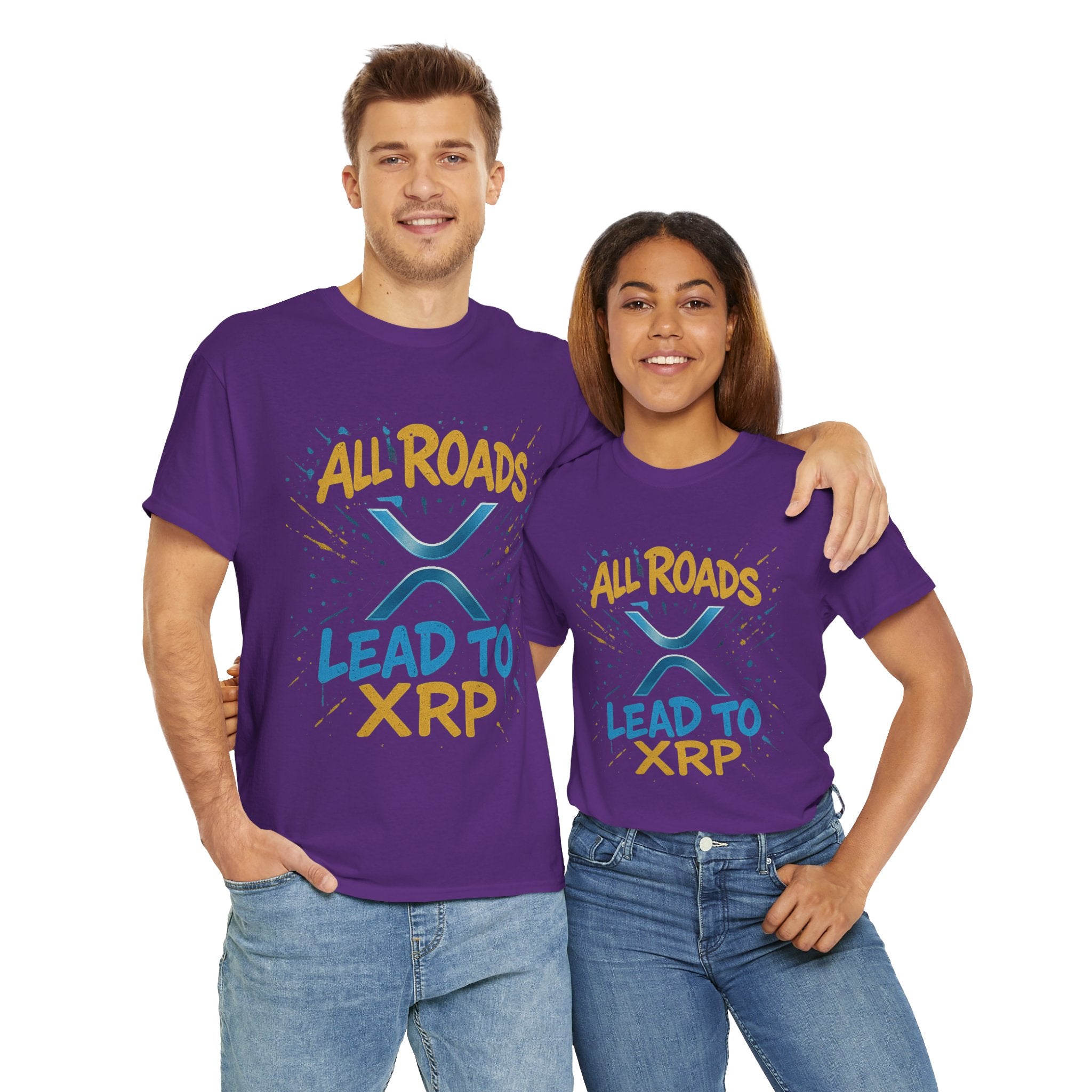 XRP Crypto Tee — "All Roads Lead to XRP" Casual Cryptocurrency Shirt