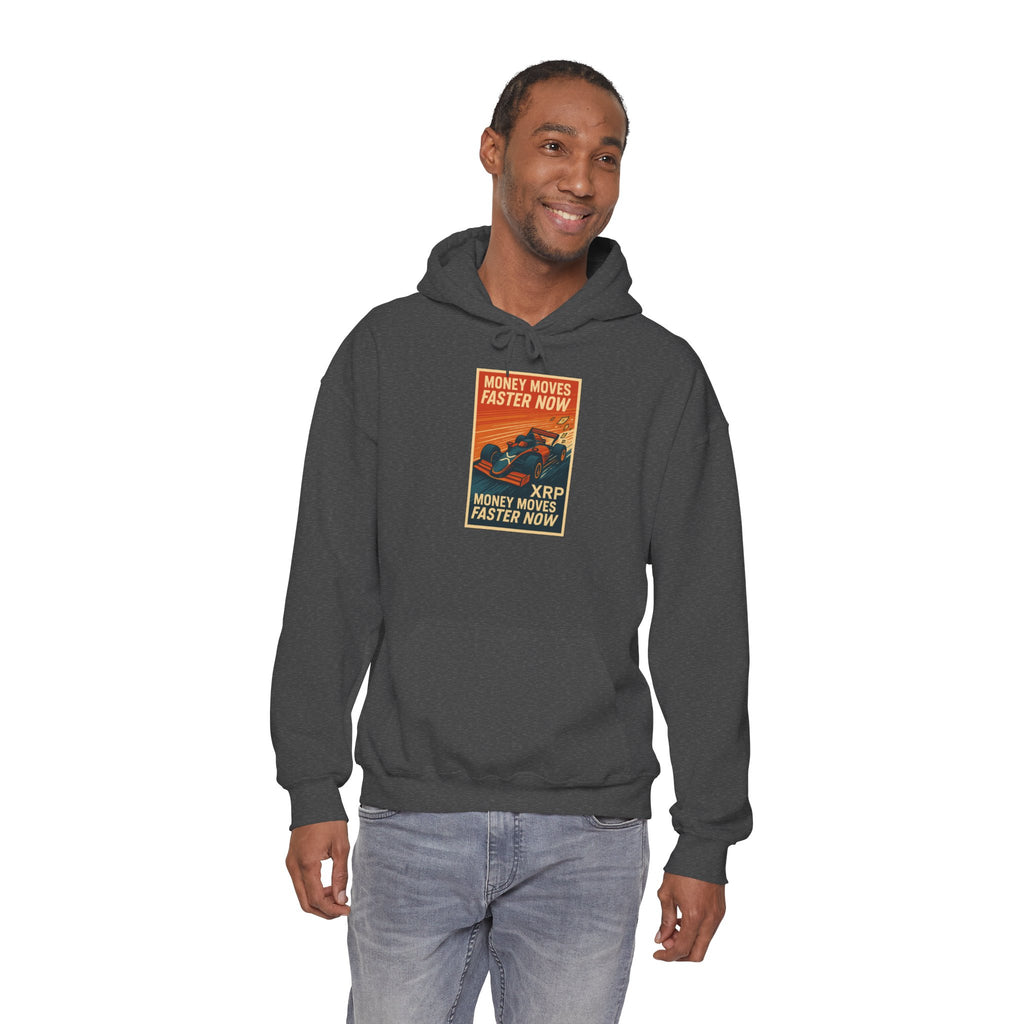 XRP 'Money Moves Faster Now' Hoodie – Crypto Retro Graphic Pullover