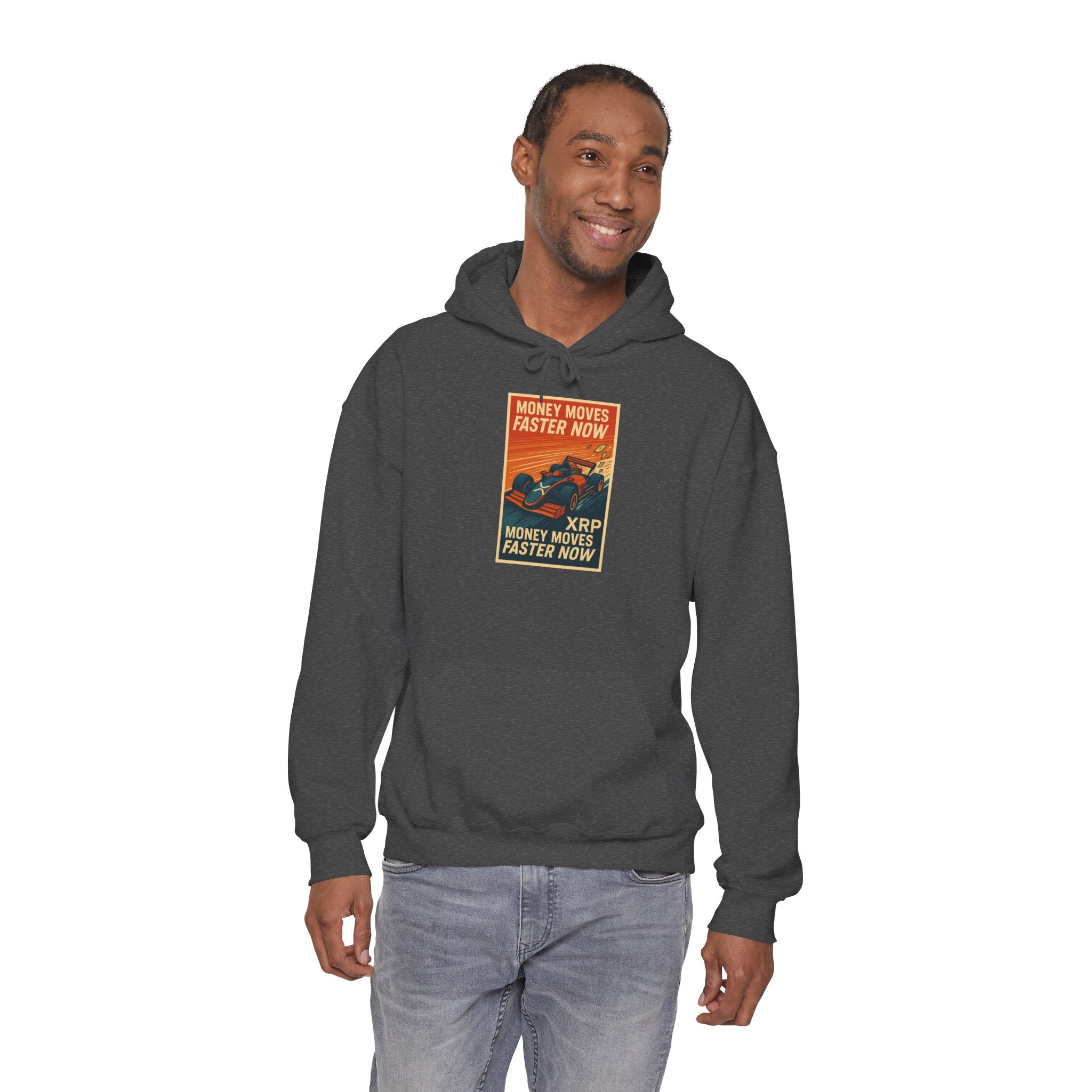 XRP 'Money Moves Faster Now' Hoodie – Crypto Retro Graphic Pullover