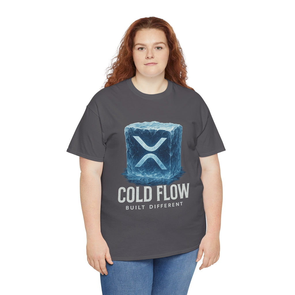 Cold Flow Ripple Logo T‑Shirt — 'Cold Flow: Built Different' Ice Cube Design
