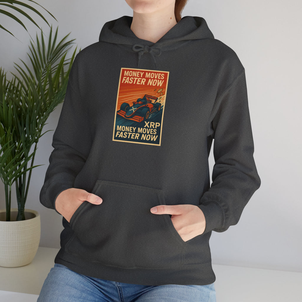 XRP 'Money Moves Faster Now' Hoodie – Crypto Retro Graphic Pullover