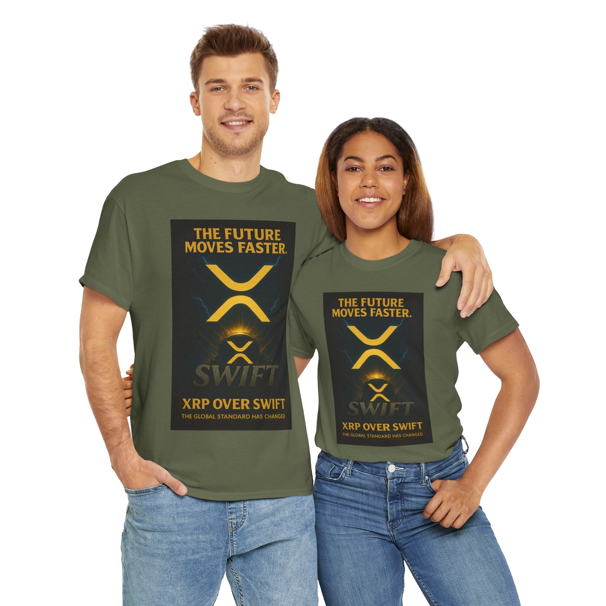 XRP Swift Crypto T-Shirt — “The Future Moves Faster” XRP Over Swift Tee