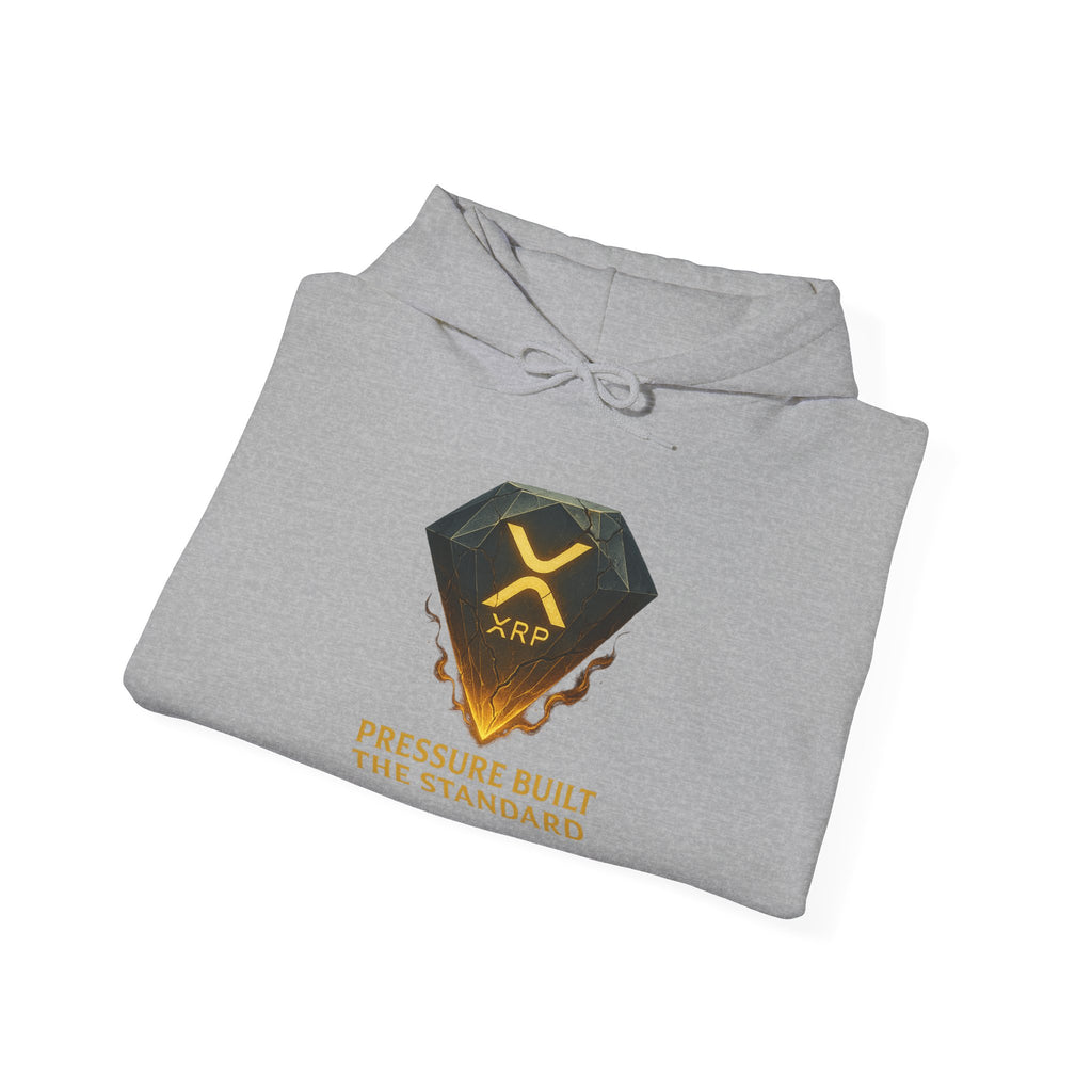 XRP Crypto Hoodie — "Pressure Built The Standard" Logo Pullover