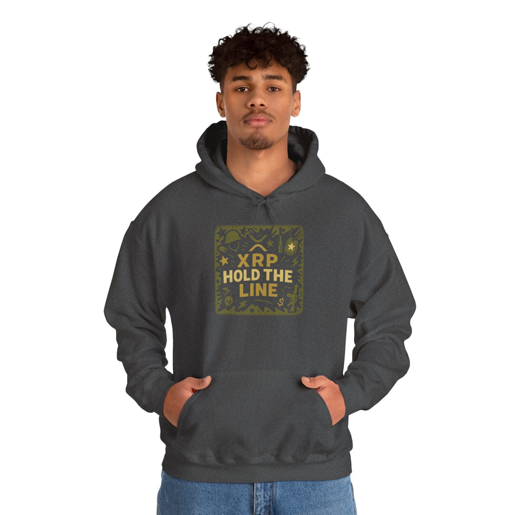 XRP Hold The Line Hoodie — Crypto Supporter Graphic Hooded Sweatshirt