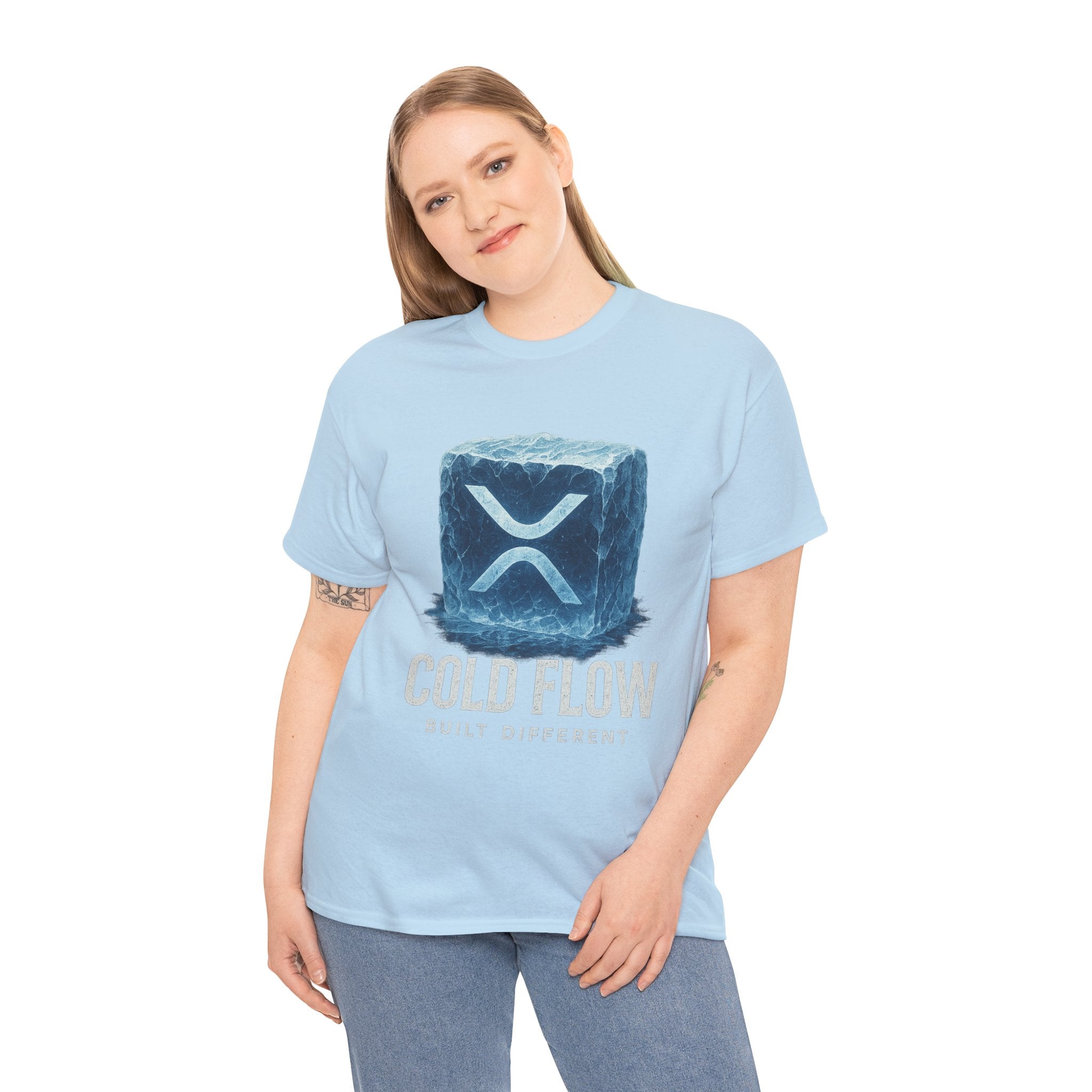 Cold Flow Ripple Logo T‑Shirt — 'Cold Flow: Built Different' Ice Cube Design