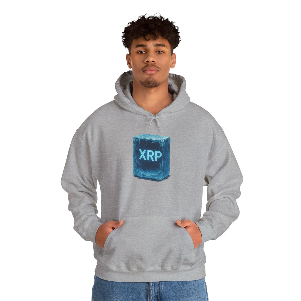 XRP Frozen Cube Hoodie — Crypto Ice Block Sweater for XRP Fans