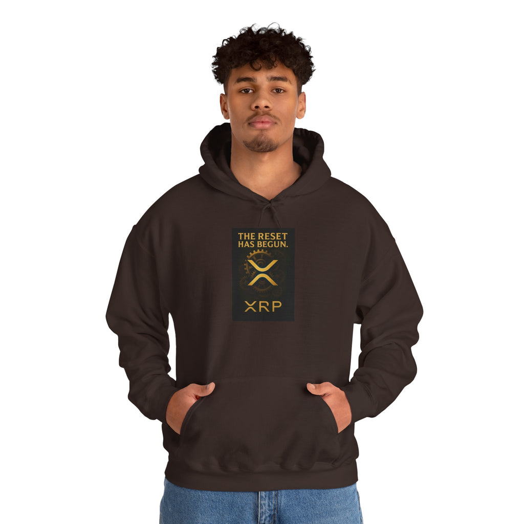 XRP Hoodie — "The Reset Has Begun" Crypto Logo Pullover