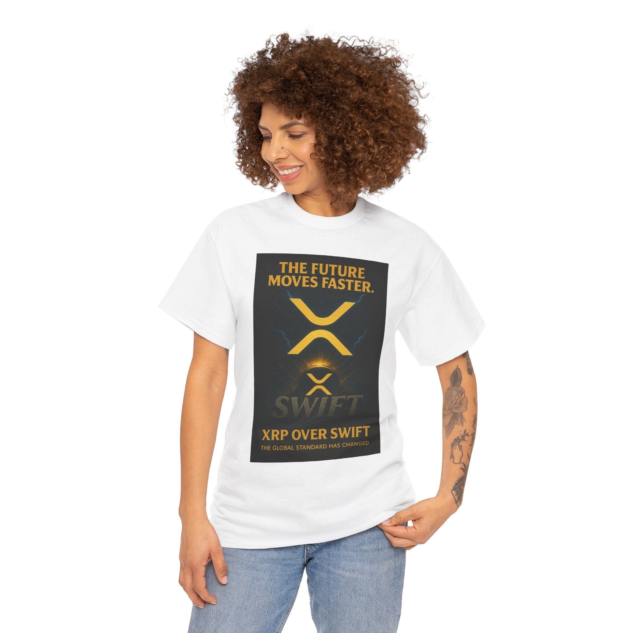 XRP Swift Crypto T-Shirt — “The Future Moves Faster” XRP Over Swift Tee