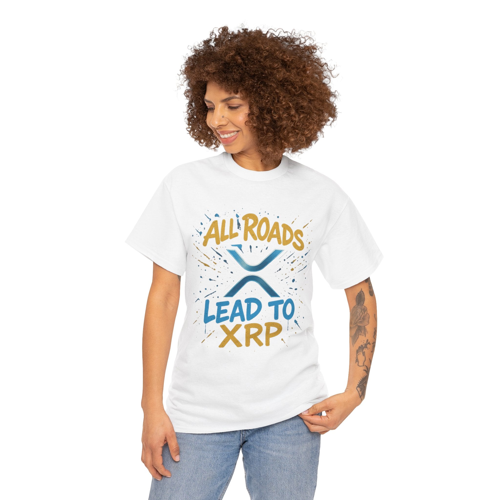 XRP Crypto Tee — "All Roads Lead to XRP" Casual Cryptocurrency Shirt