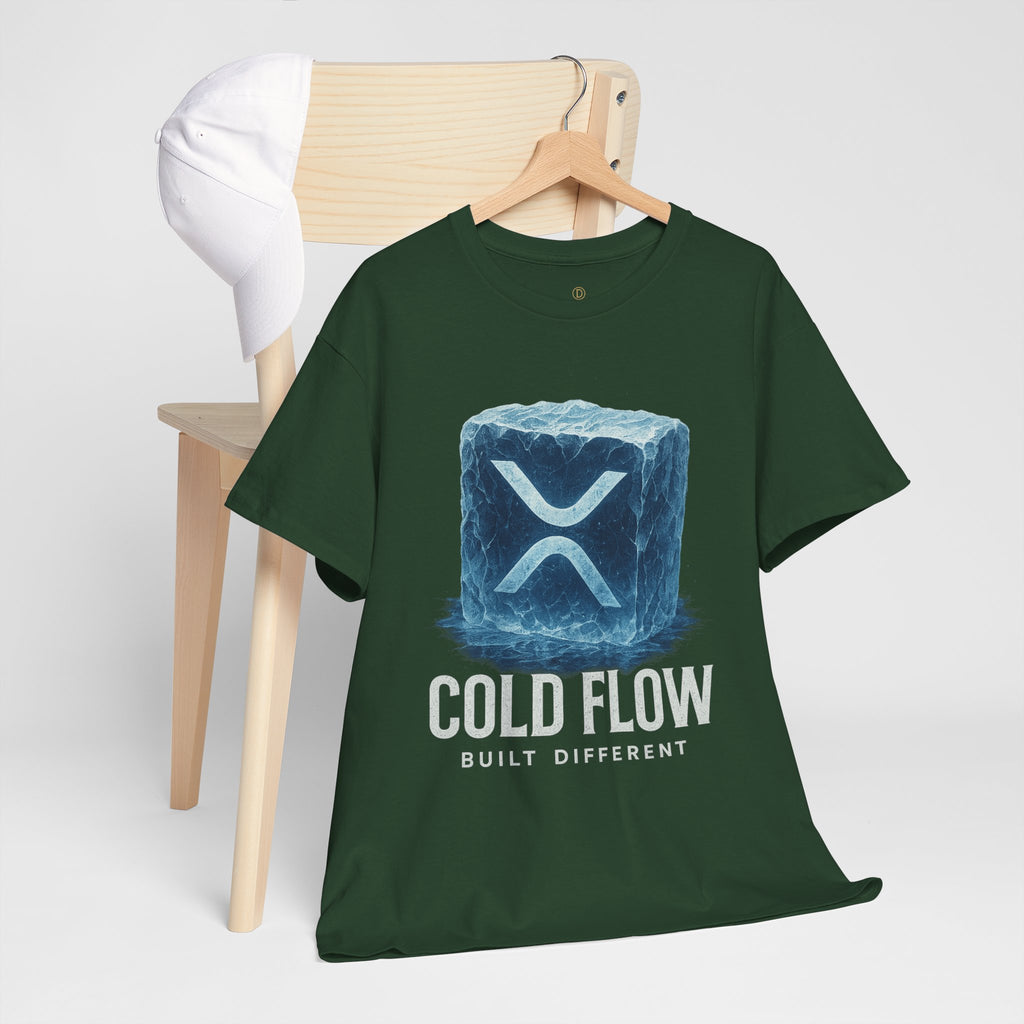 Cold Flow Ripple Logo T‑Shirt — 'Cold Flow: Built Different' Ice Cube Design