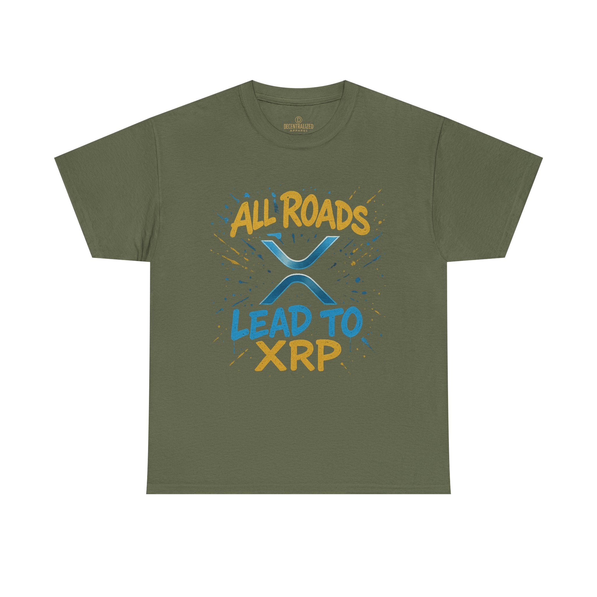 XRP Crypto Tee — "All Roads Lead to XRP" Casual Cryptocurrency Shirt