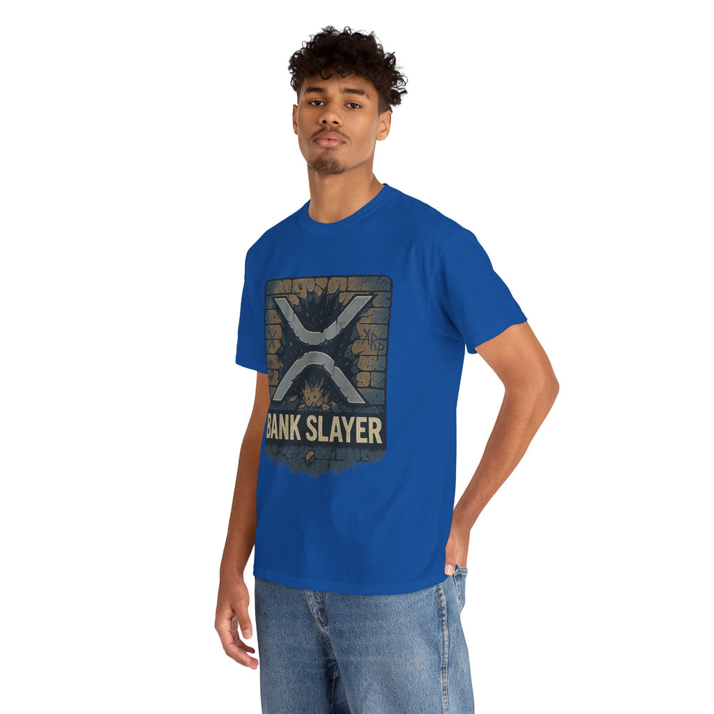 Bank Slayer T‑Shirt — Retro Grunge Crypto XRP Design