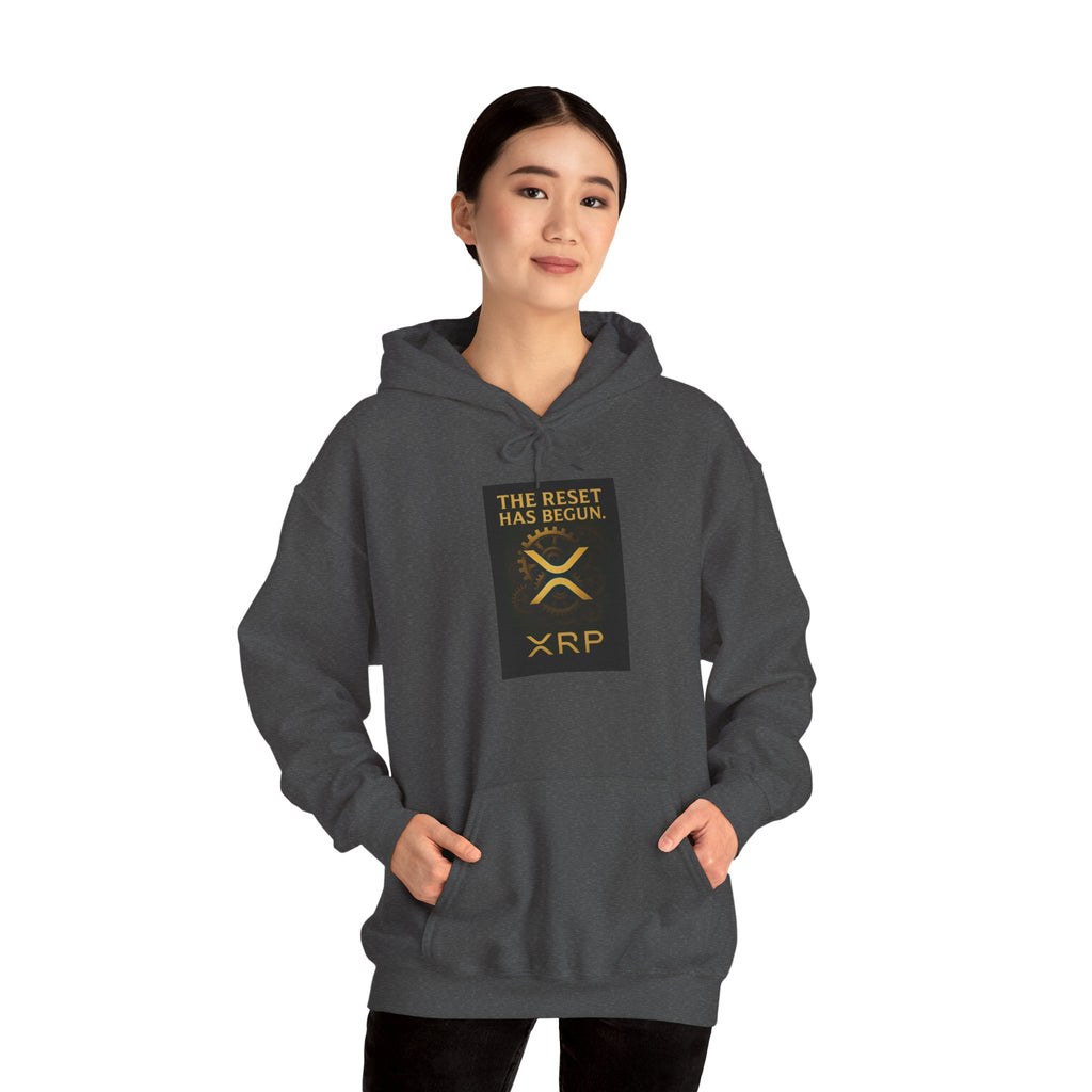 XRP Hoodie — "The Reset Has Begun" Crypto Logo Pullover