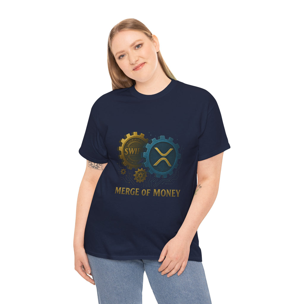Merge of Money Tee - Cryptocurrency Gears XRP & SWI Crypto T-Shirt