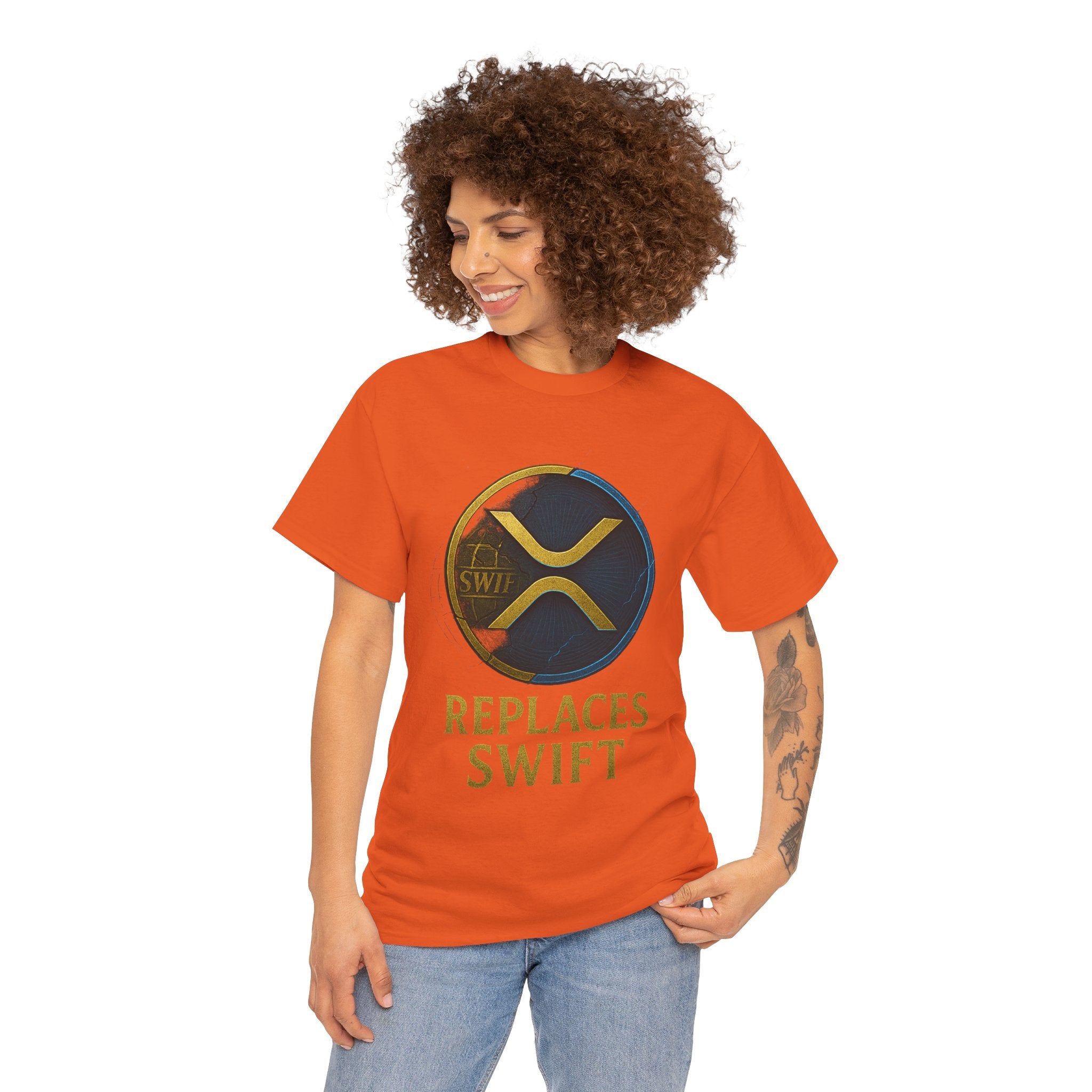 XRP 'Replaces Swift' Cotton Tee — Crypto Ripple Logo T-Shirt