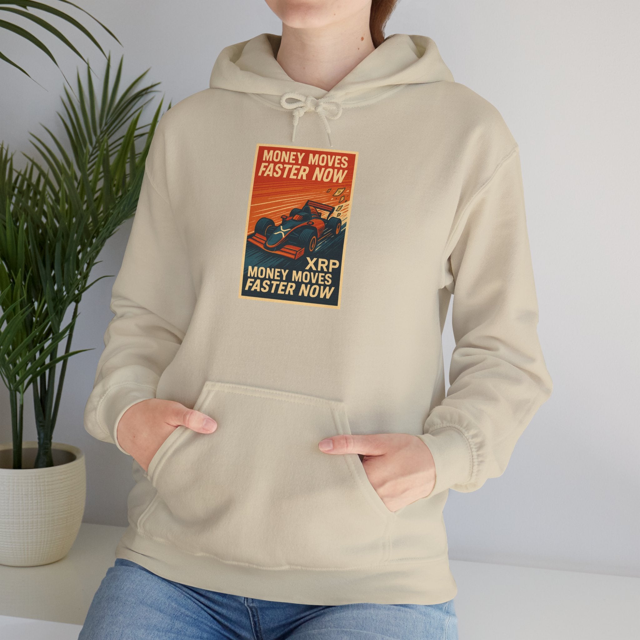 XRP 'Money Moves Faster Now' Hoodie – Crypto Retro Graphic Pullover