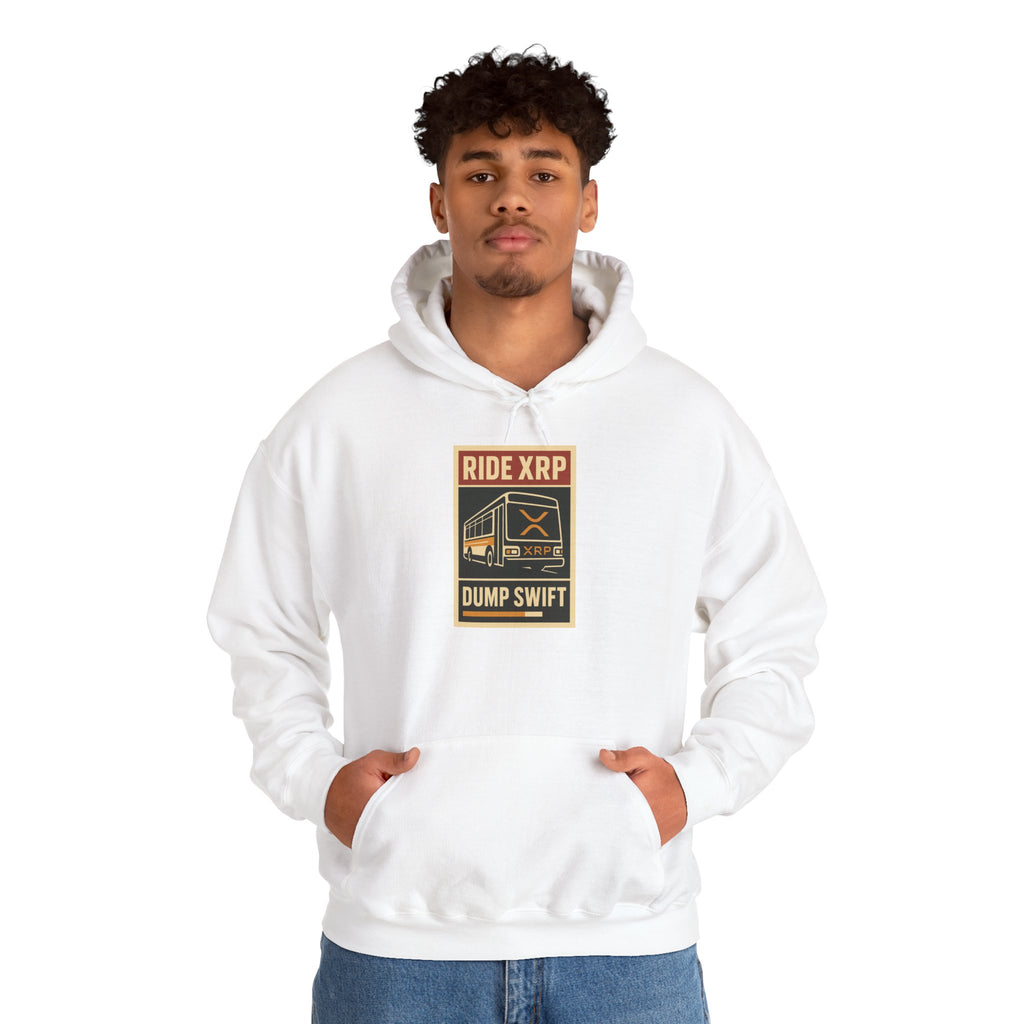 XRP Crypto Hoodie — "Ride XRP, Dump Swift" Retro Badge
