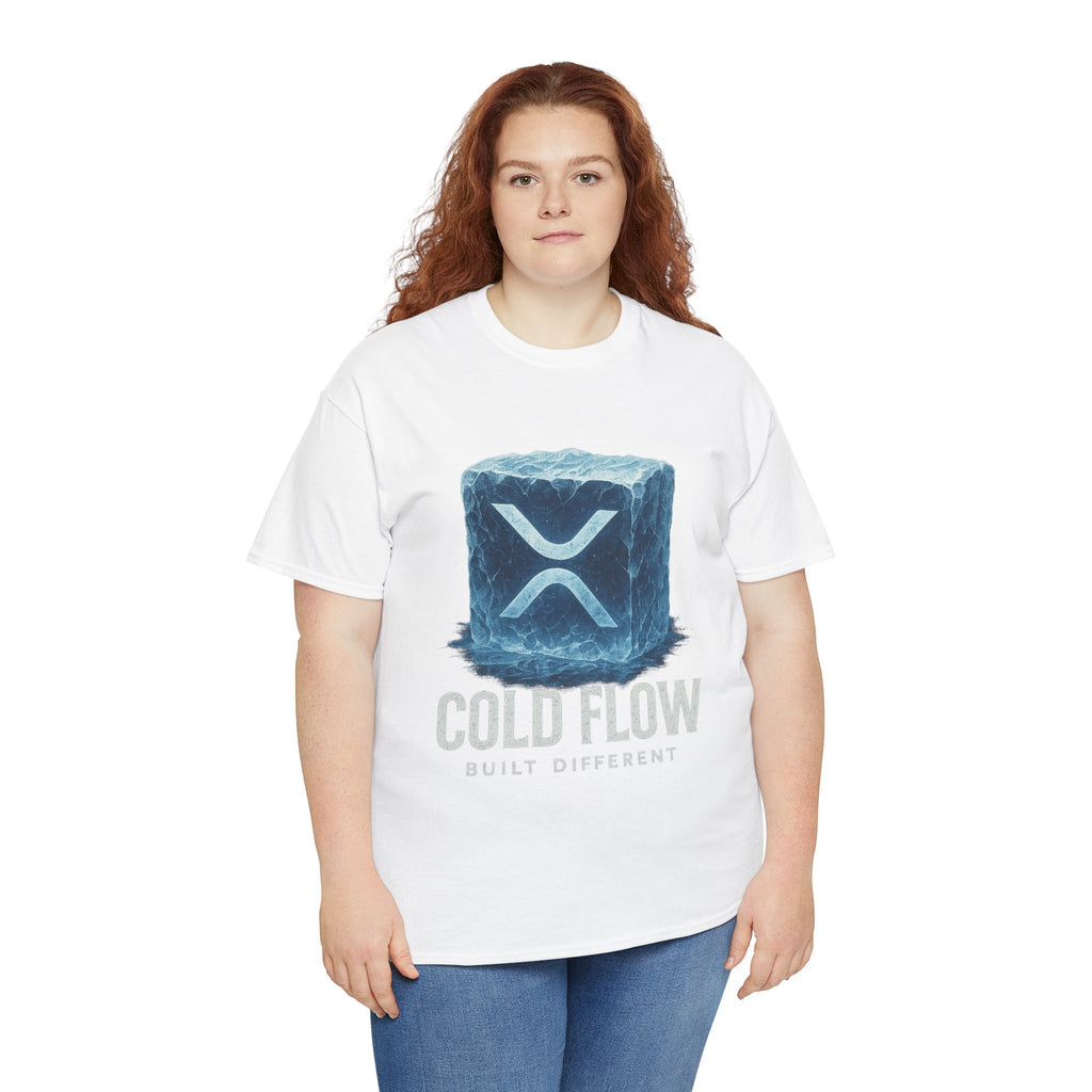 Cold Flow Ripple Logo T‑Shirt — 'Cold Flow: Built Different' Ice Cube Design