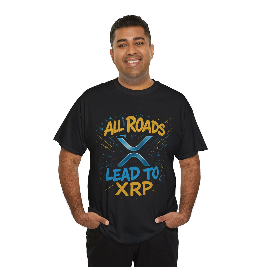 XRP Crypto Tee — "All Roads Lead to XRP" Casual Cryptocurrency Shirt