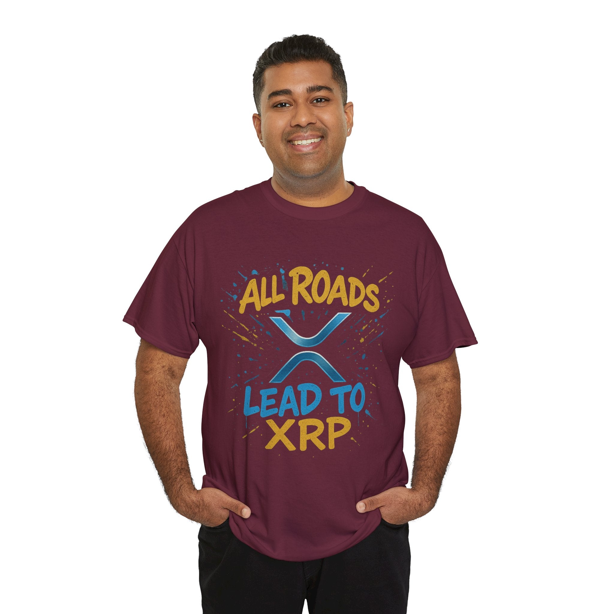 XRP Crypto Tee — "All Roads Lead to XRP" Casual Cryptocurrency Shirt
