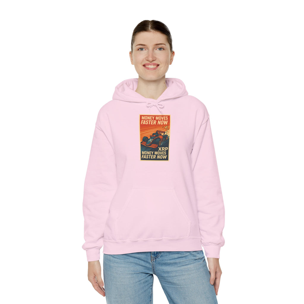 XRP 'Money Moves Faster Now' Hoodie – Crypto Retro Graphic Pullover