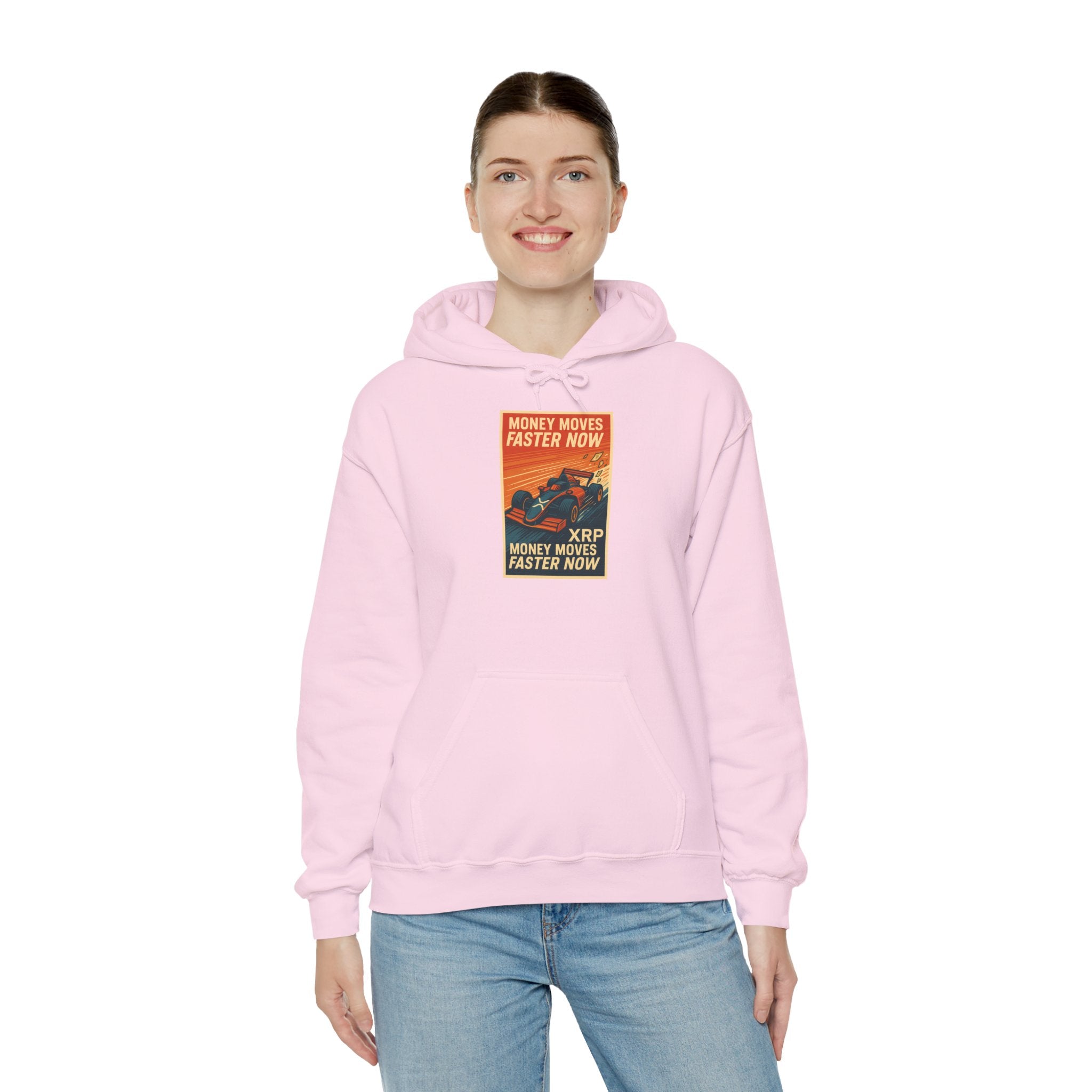 XRP 'Money Moves Faster Now' Hoodie – Crypto Retro Graphic Pullover