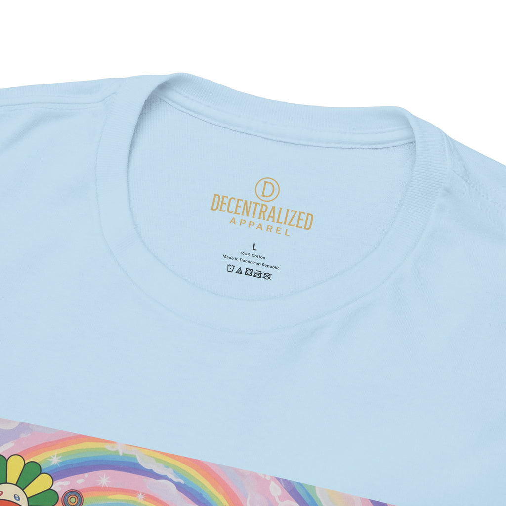 Crypto Rainbow T-Shirt — Bitcoin & Ethereum Hippie Art Tee