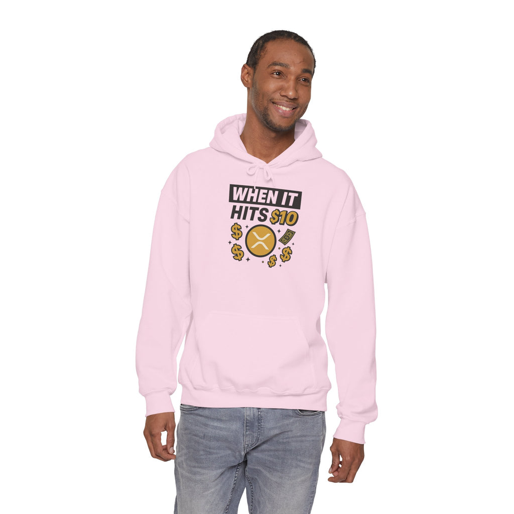 Crypto HODL Hoodie – "When It Hits 10" Funny XRP Coin Sweatshirt