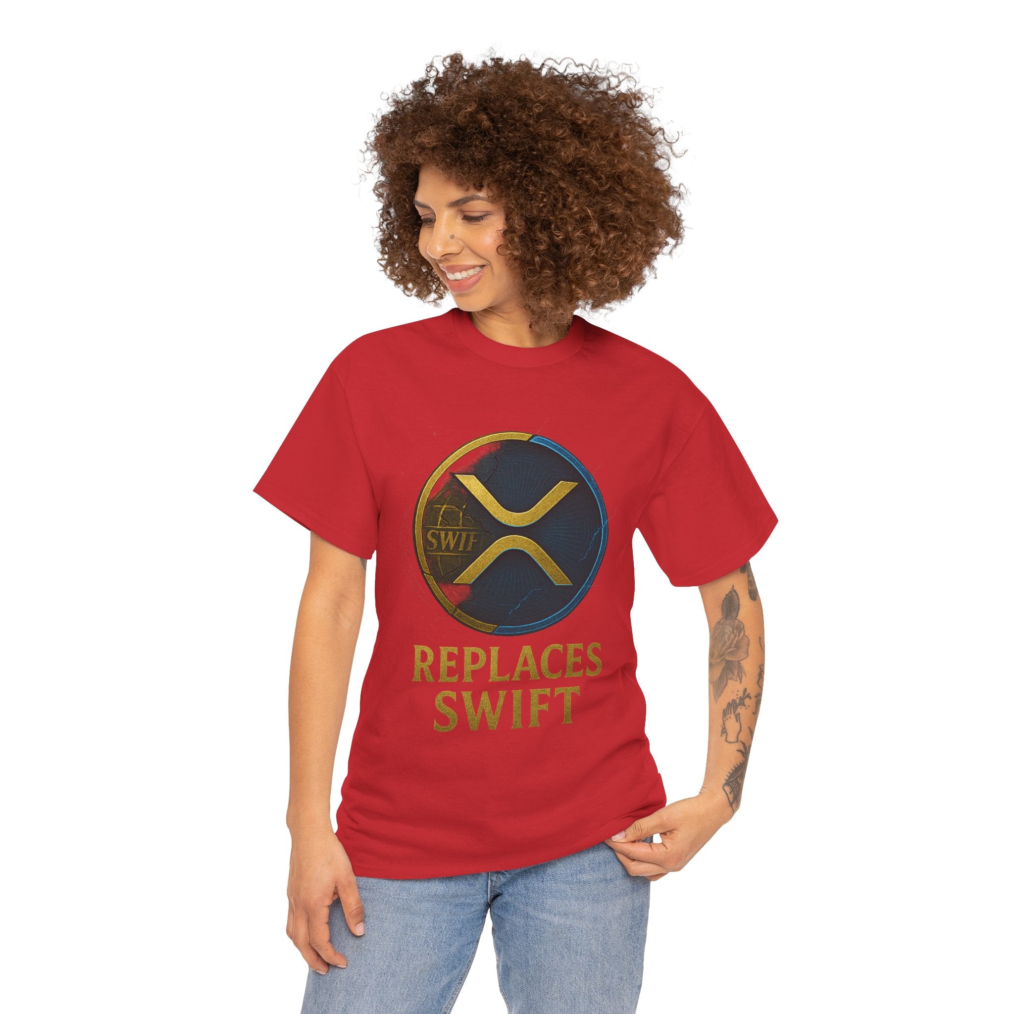 XRP 'Replaces Swift' Cotton Tee — Crypto Ripple Logo T-Shirt