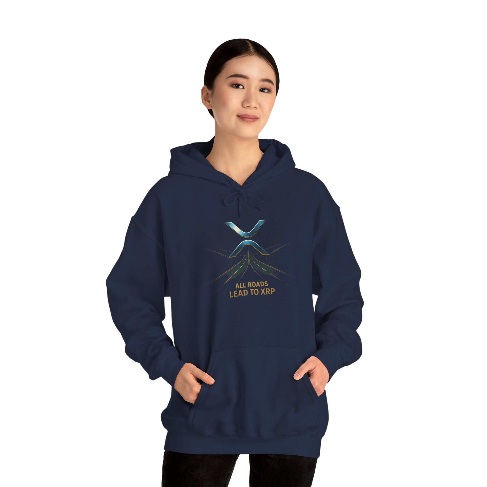 XRP Logo Hoodie — "All Roads Lead to XRP" Minimal Crypto Hoodie