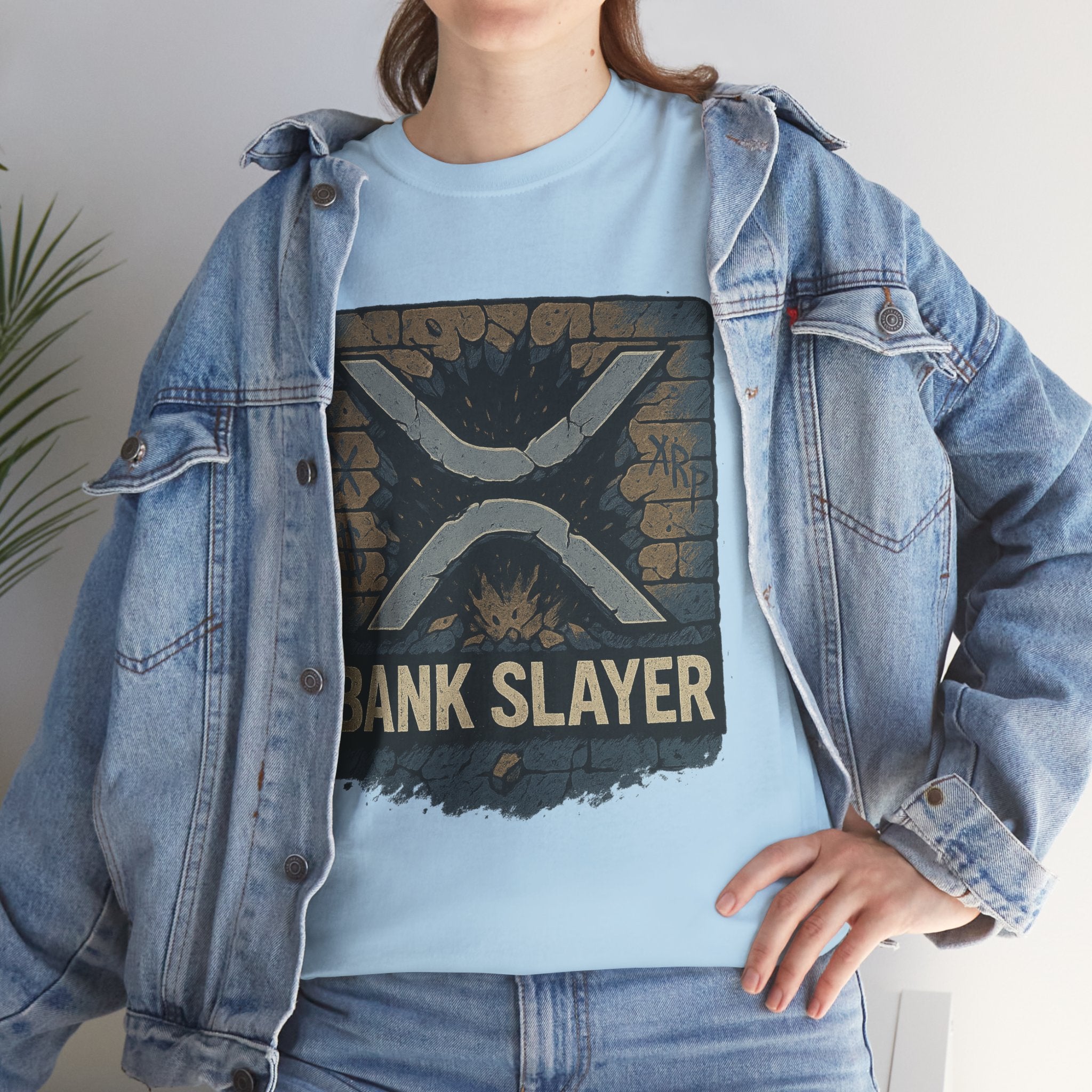 Bank Slayer T‑Shirt — Retro Grunge Crypto XRP Design