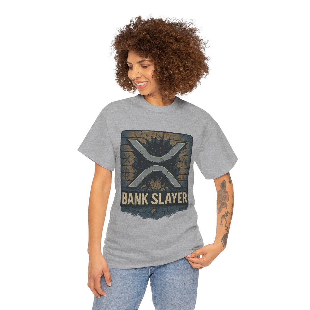 Bank Slayer T‑Shirt — Retro Grunge Crypto XRP Design