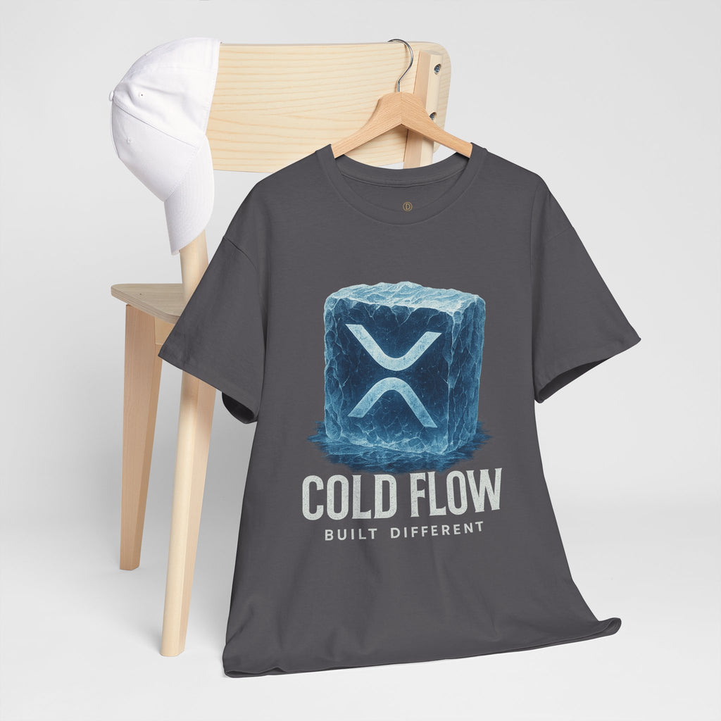 Cold Flow Ripple Logo T‑Shirt — 'Cold Flow: Built Different' Ice Cube Design