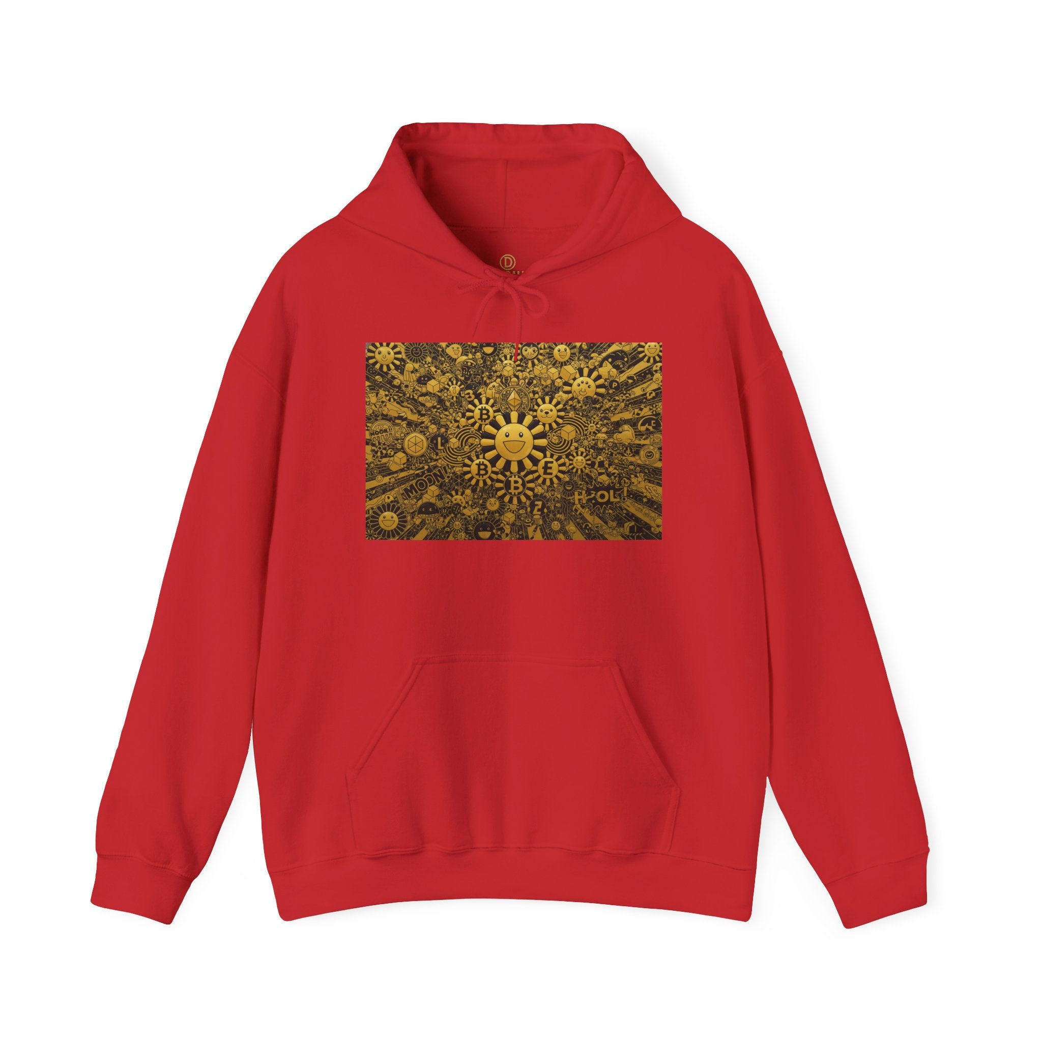 Solar Mandala Hoodie — Golden Sunburst Graphic Pullover