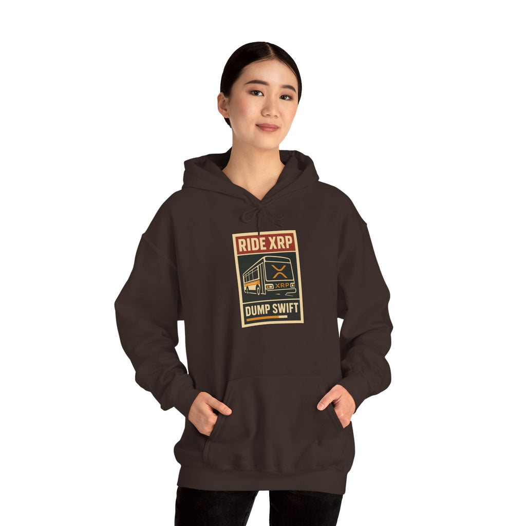 XRP Crypto Hoodie — "Ride XRP, Dump Swift" Retro Badge